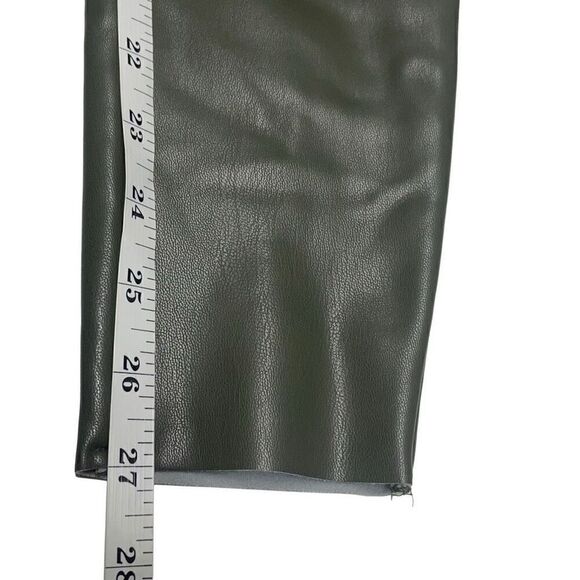 TopShop Zipper Front Two Tone Green Faux Leather Skinny Pants - Picture 7 of 8